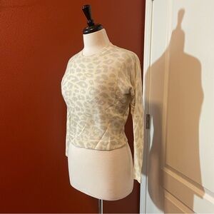 27 Miles Malibu Women’s Leopard Yellow Animal Print 100% Cashmere‎ Sweater